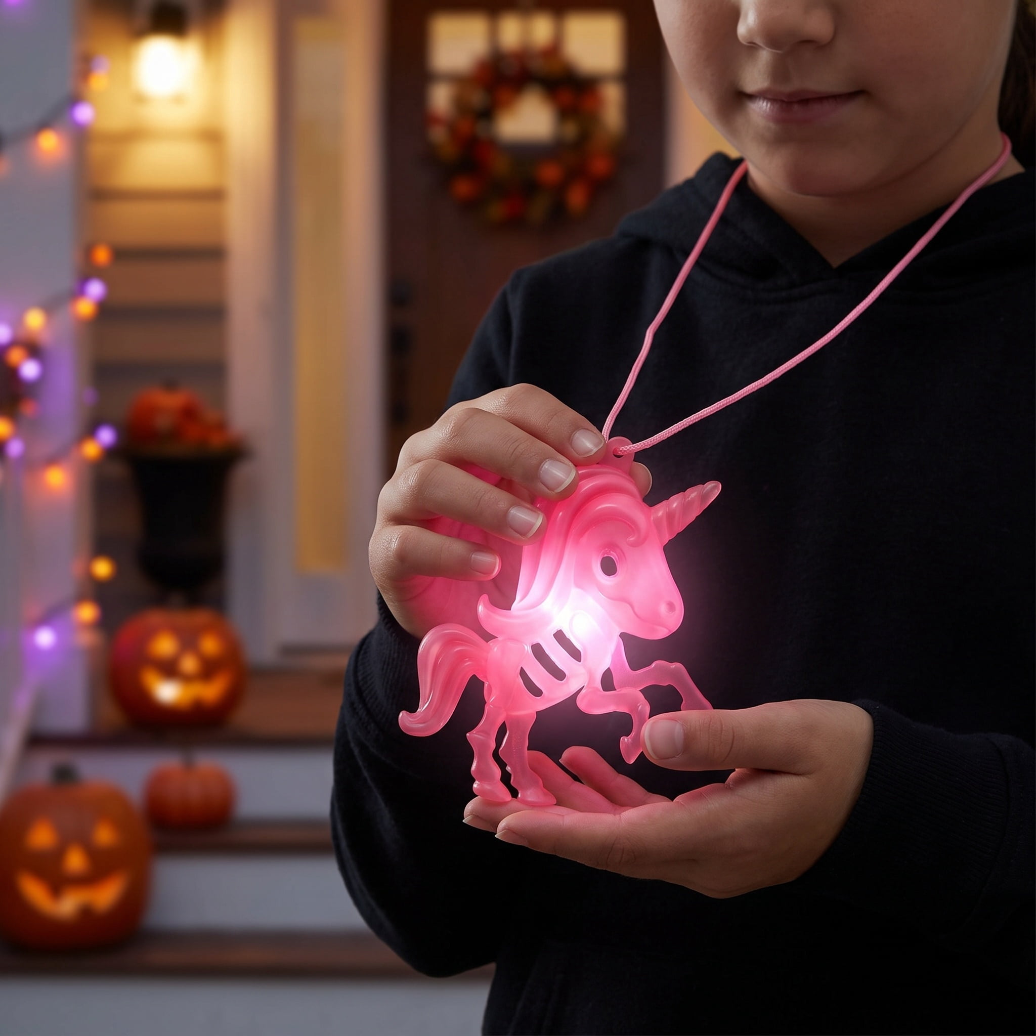 Unicorn Skeleton Glow Necklace, Pink, Halloween by Way To Celebrate