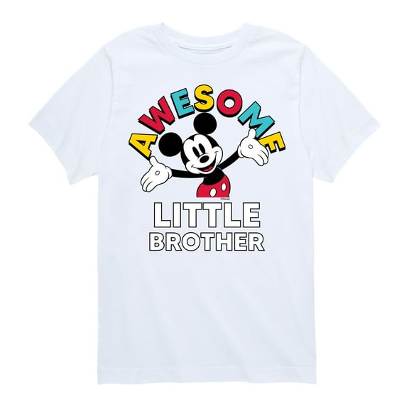 Mickey And Friends - Awesome Little Brother - Youth Short Sleeve Graphic T-Shirt