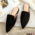 thumbnail image 2 of Women's Spring Autumn Solid Suede Pointed Toe Flat Mule Shoes, 2 of 4