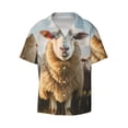 thumbnail image 2 of Lsque Cute Prairie Sheep Herd print Men's Cuban Collar Short Sleeve Shirt Summer Beachwear Casual Button Down Fashionable Vacation Leisure Shirt-XX-Large, 2 of 7