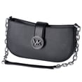 thumbnail image 2 of Michael Kors Women's Leather Solid Print Shoulder Handbag, Black Silver, 2 of 7