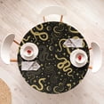 thumbnail image 4 of Ambesonne Vintage Astrology Fitted Round Tablecloth, Occult Snake Art, 45"- 56" Diameter, Charcoal Grey Mustard, 4 of 5