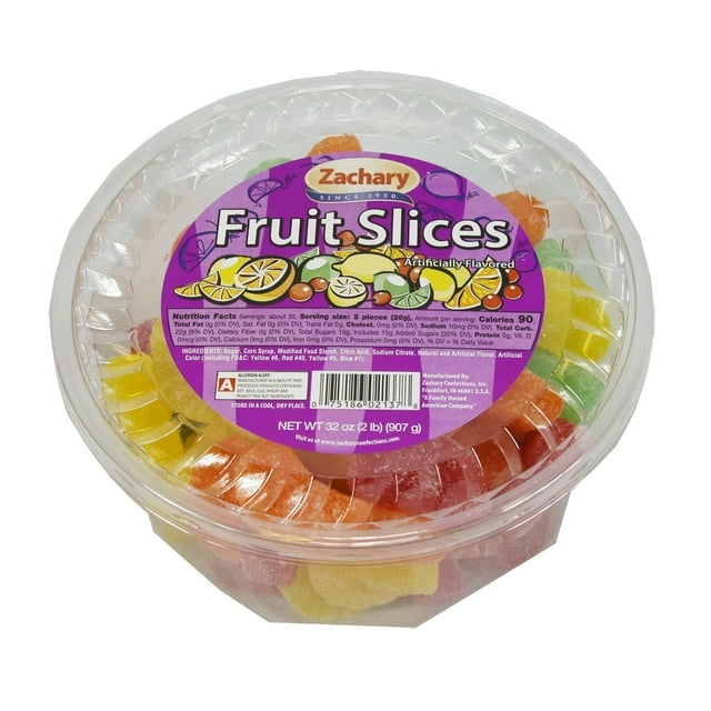 Zachary Assorted Jelly Candy Fruit Slices, Sweet Cherry Flavor, 32