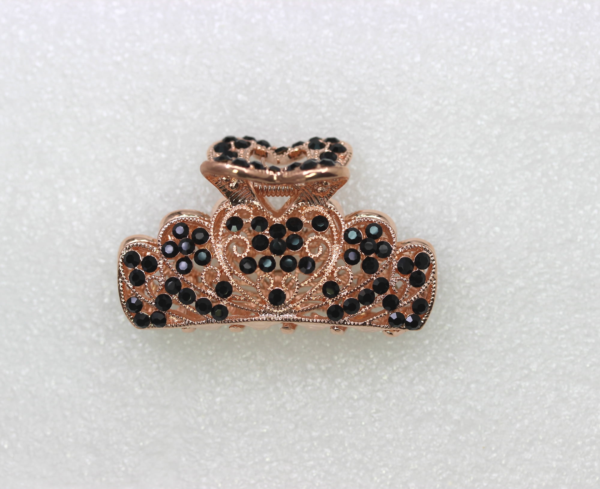 Faship Gorgeous Black Rhinestone Crystal Floral Hair Claw Clips