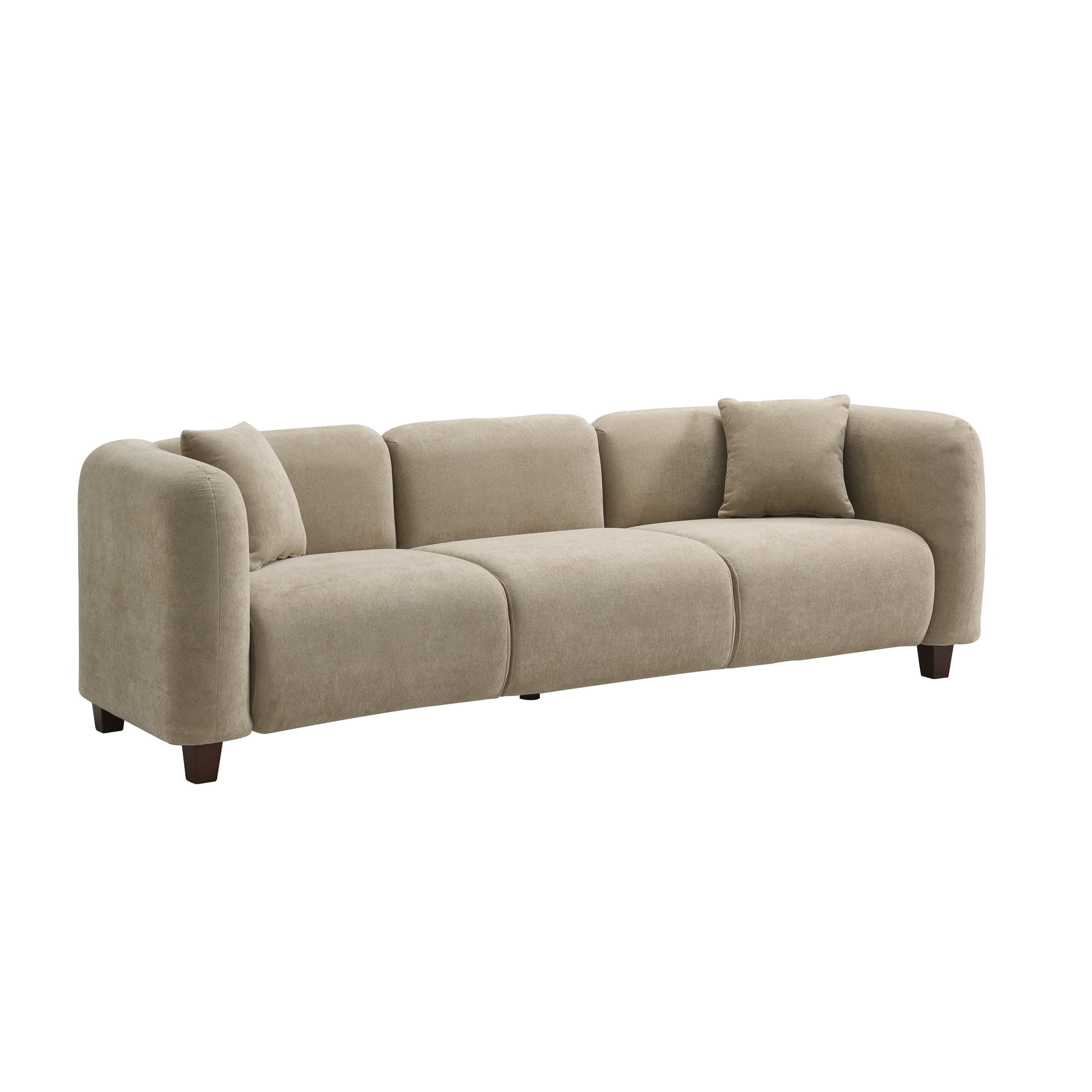 Christopher Knight Home 87" Modern Upholstered Sofa, Oversized 3-Seater Couch with Pillows, Wood Legs, Nomad