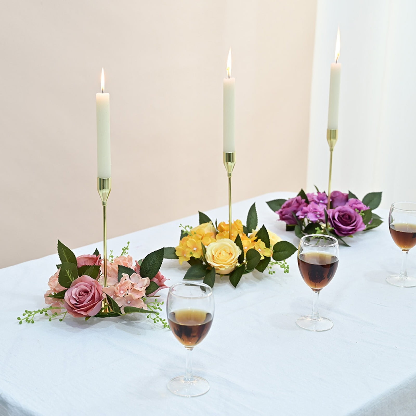 Artificial Flowers - Household Imitation Clearance! FNGZ Artificial Flower 1Pc A, Simulation Rose Wreath 20Cm Candlestick Wreath Christmas Decoration Window Prop Table Wedding Decoration Flowers