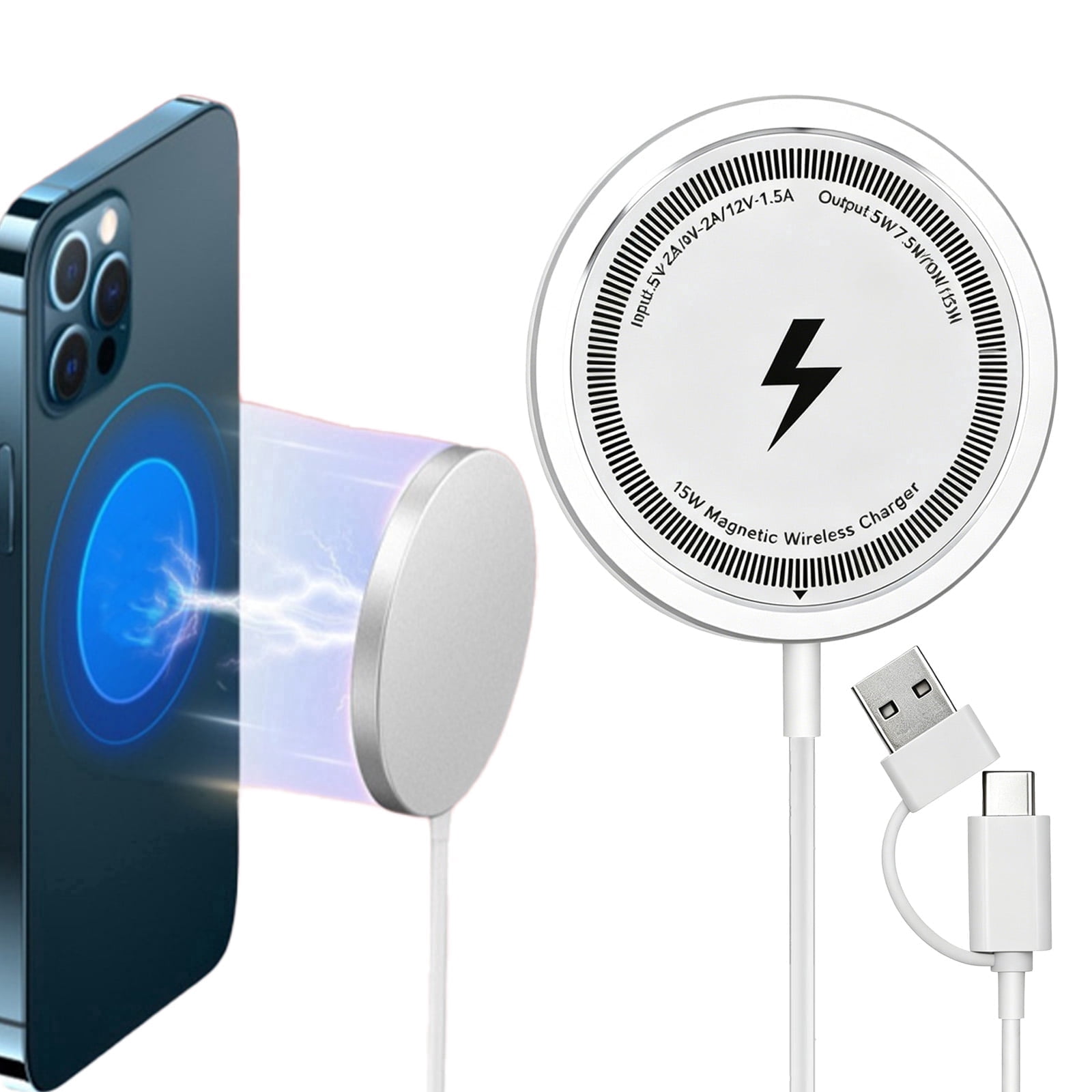 Wireless Charging for iPhone 17, 4FT Fast Wireless Charger Compatible with iPhone 17 Air Pro Max/16/15/14/13/12 Series, Samsung Galaxy S25, AirPods, USB & USB C Dual Ports, White