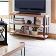 thumbnail image 3 of Bowery Hill Modern Solid Wood with Metal Media Console Table in Natural, 3 of 5