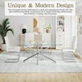 thumbnail image 7 of 63" Rectangular Clear Tempered Glass Dining Table for 4-6 People, Modern Kitchen Table with X-Shaped Metal Base, Dining Table for Dining Room, Living Room, 7 of 7