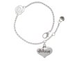 thumbnail image 2 of Delight Jewelry Silvertone Large Believe with Ribbon Heart Silver-tone Rose Link Chain Bracelet, 6.25"+1.75" Extender, 2 of 4