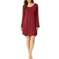 thumbnail image 2 of Unique Bargains Women’s Lounge Dress Pajama Round Neck Soft Sleepwear Nightgown, 2 of 6