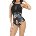 thumbnail image 2 of Liacowi Women One-Piece Swimsuit Flower Print Sleeveless Swimwear Patchwork Bathing Suit Beachwear, 2 of 9