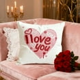 thumbnail image 4 of Moocorvic Valentines Day Pillow Cover 18x18, I love you Gifts for Her, Wedding Cushion Case Decoration for Sofa Couch, 4 of 7