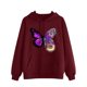 thumbnail image 1 of Sudadera estampada con capucha Gibobby para mujer informal Manga larga （Vino， S), 1 of 4