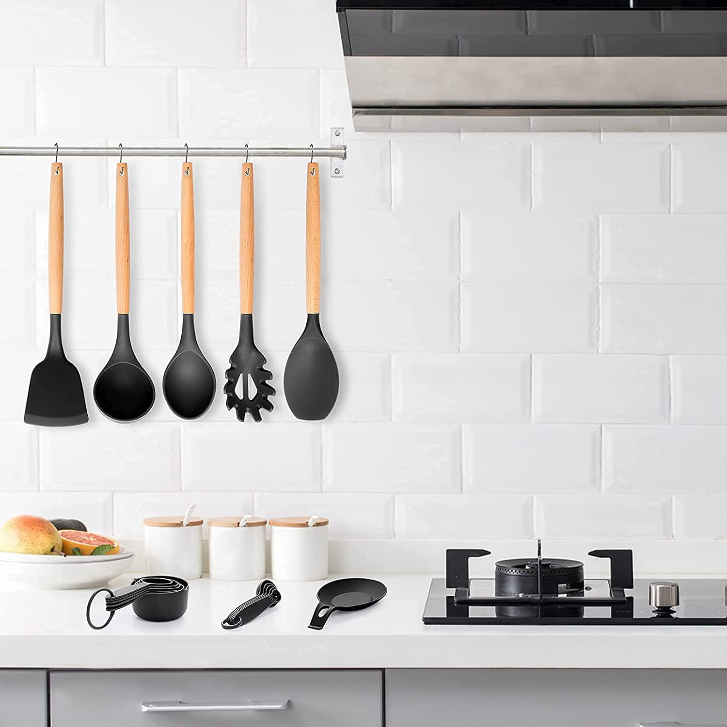 utosday cooking utensils set, 33pcs silicone kitchen utensils set