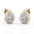 thumbnail image 1 of JeenMata Aros con Halo de Moissanita en Forma de Pera de 2,2 Quilates con Engaste Triple de Puntas en Baño de Oro Amarillo de 18 K sobre Baño de Plata, 1 of 5