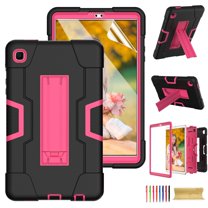 Dteck Case for Samsung Galaxy Tab A7 Lite 8.7 Inch SM-T220/SM-T225 Released 2021 with Screen Protector, Dteck Rugged Shockproof Kickstand Case, Full Body Protection Shell for Kids,Black/Rose