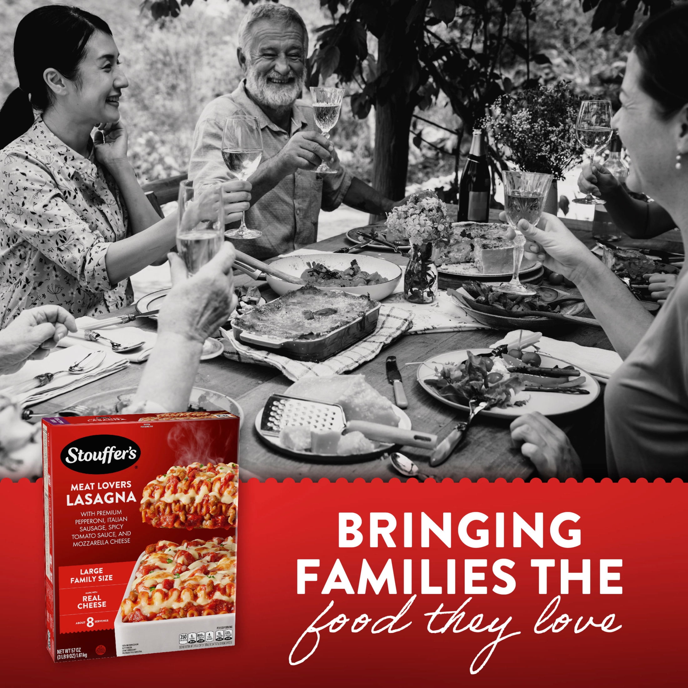 Stouffer’s Meat Lovers Lasagna, Large Family Size, Frozen Lasagna Frozen Family Dinners 57 oz
