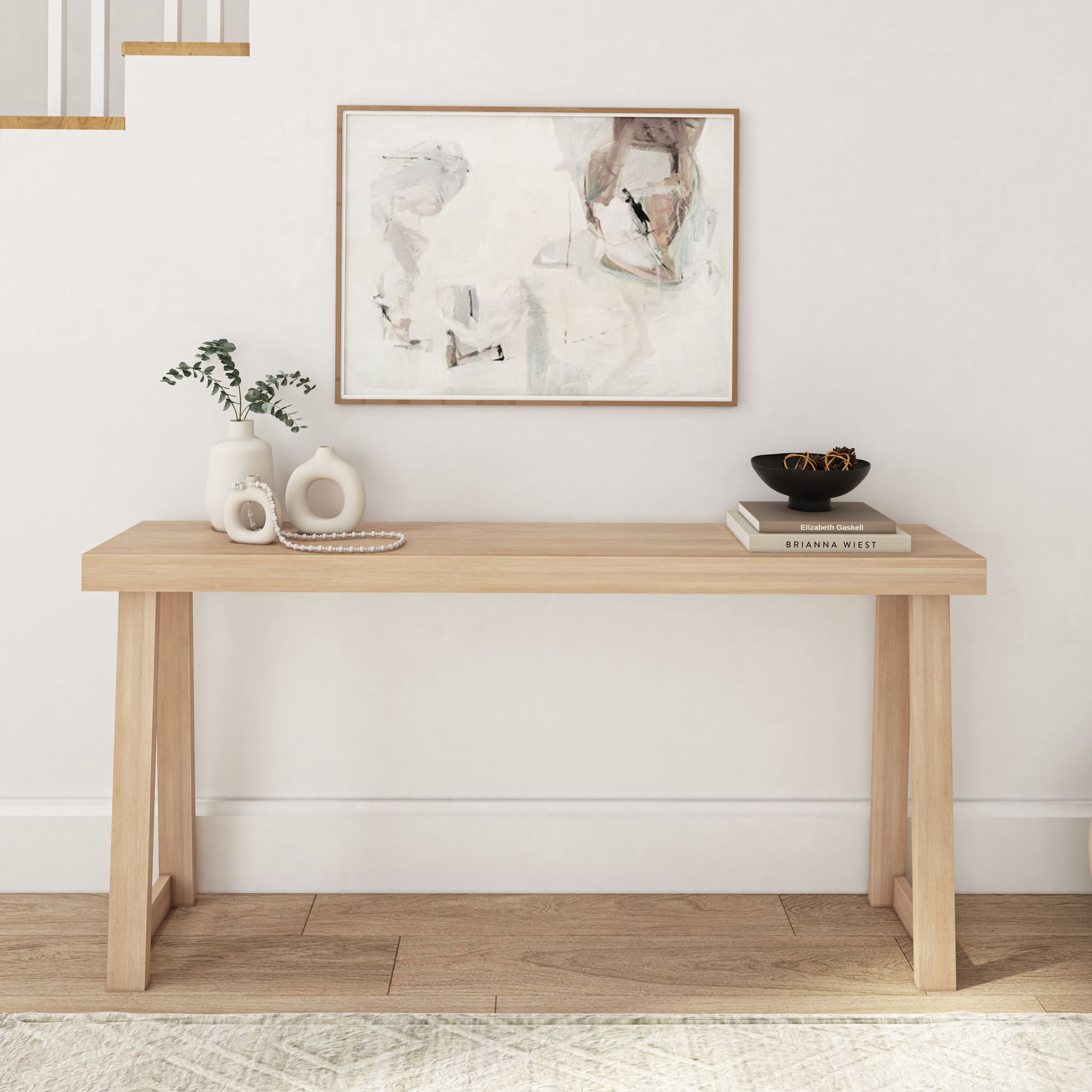 Plank+Beam Solid Wood 66" Console Table, Classic Entryway Table, Narrow Foyer Table