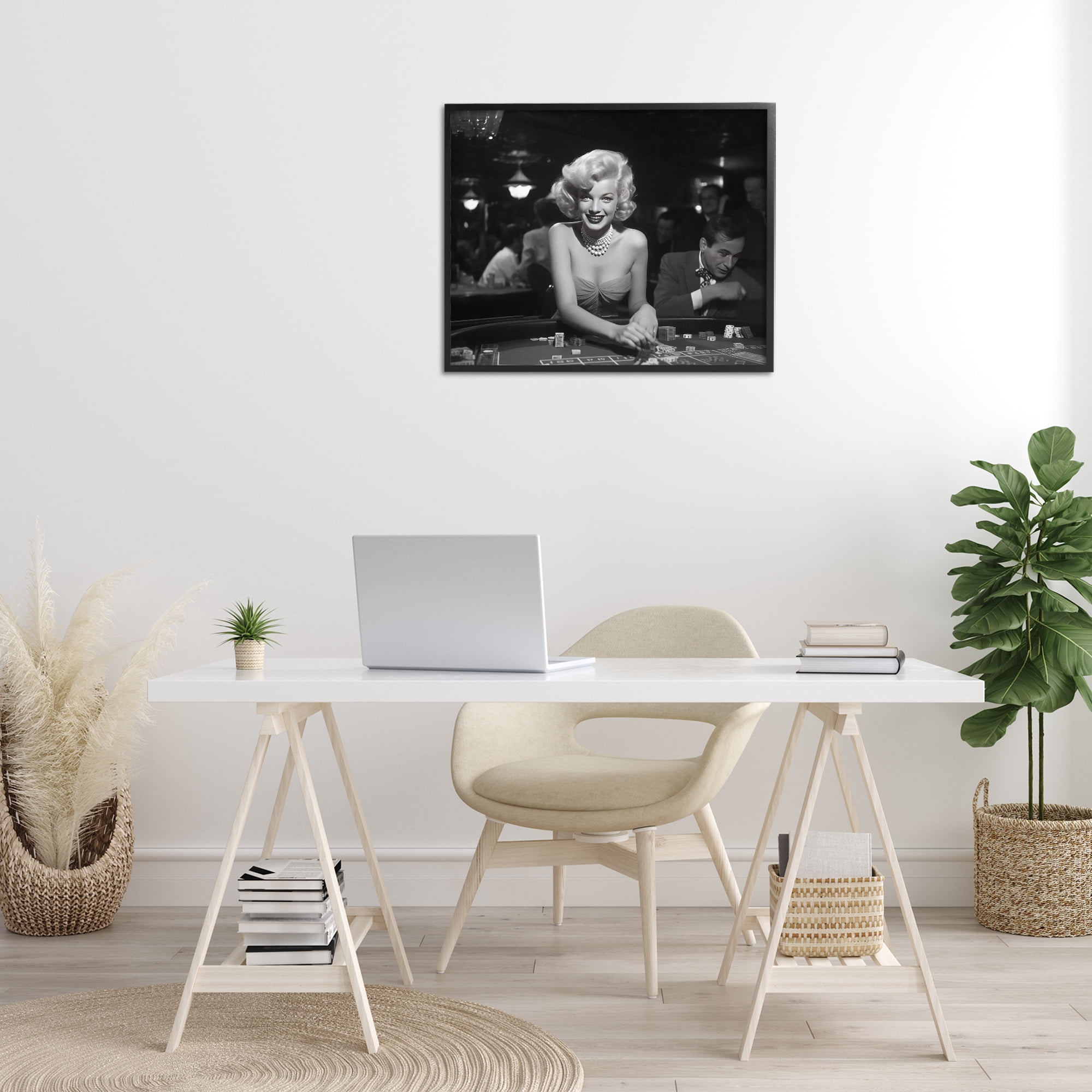 Stupell Industries Iconic Marilyn Portrait Novelty Photography Black Framed Art Print Wall Art, 30 x 24