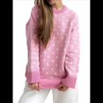 thumbnail image 1 of Suéter de Larga para Mujer, Suéteres Cortos de Gran Tamaño de Otoño, Tops de Punto con Cuello Redondo y Estampado de Velero Informal Rosa M, 1 of 10