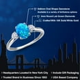 thumbnail image 2 of Gem Stone King 10K White Gold Simulated Blue Opal and White Moissanite 3-Stone Ring for Women | 1.26 Cttw | Oval Cabochon 8X6MM | Gemstone October Birthstone | Size 8, 2 of 6