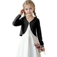thumbnail image 7 of Xyant Girls Open Front Shrug Cardigan Kids Children Knit Long Sleeve Girls Bolero with Button Closure (Black,11-12 Years), 7 of 7
