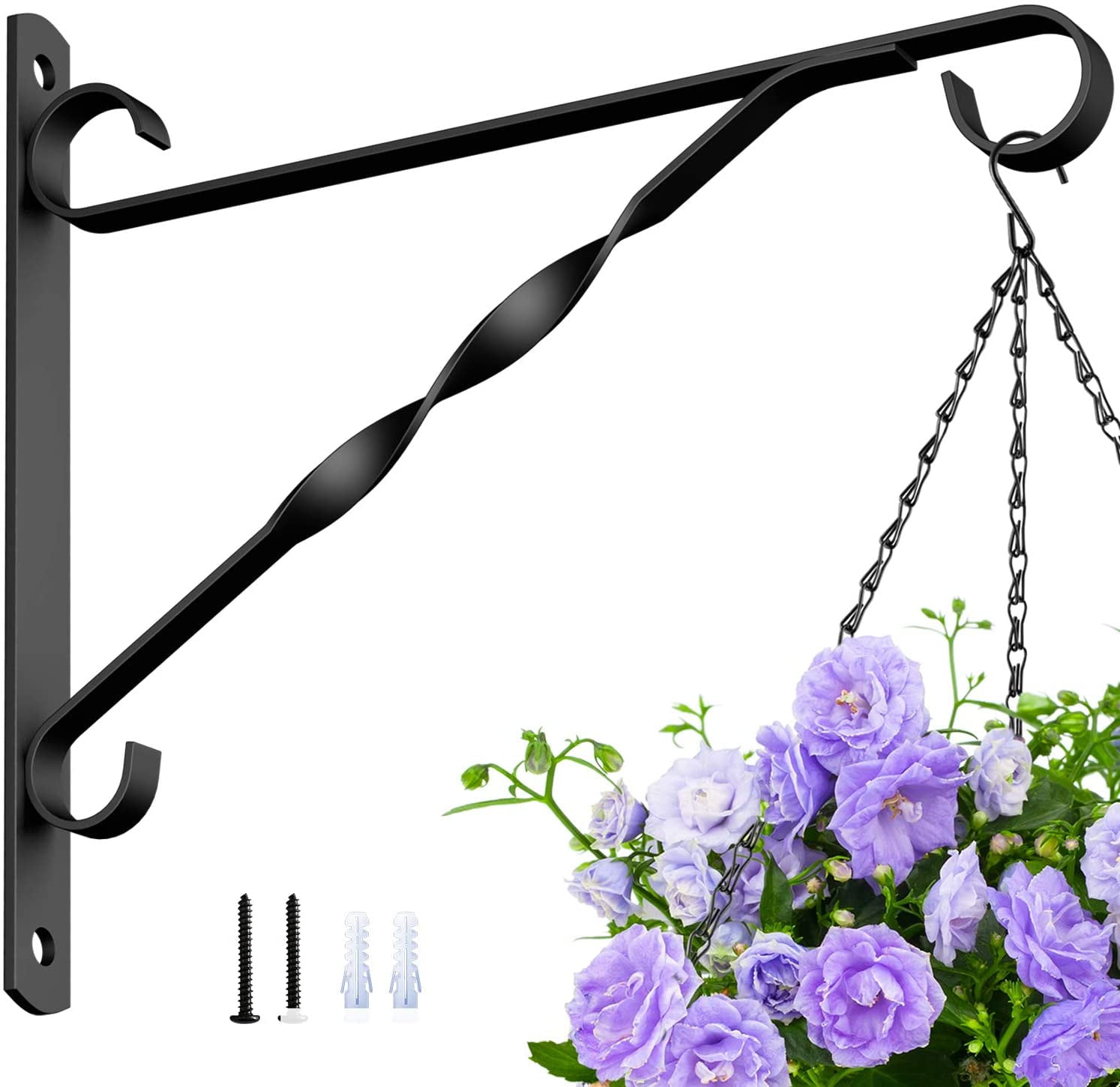 Details about   x2 Hanging Planter Bracket Black Metal 9” Wall Hook Flower Basket Garden Depot 