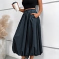 thumbnail image 2 of Women's High Waist Flared Blossom Midi Skirt Elastic Waist Skirt with Big Pockets Comfortable Casual Daily Skirt, 2 of 8