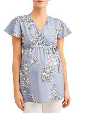Maternity Floral Cross Over Top - Available in Plus Sizes