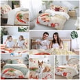 thumbnail image 5 of Merry Christmas Comforter Set Queen Size, Red Santa Claus Leaf Winter Snowflake Linen Soft Bedding Set for Man Woman, 4 Pieces Duvet Cover Set with Fitted Sheet, 2 Pillowcases, 5 of 9