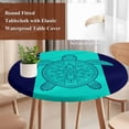 thumbnail image 4 of Turtle Mandalas Round Tablecloth, Fitted Table Cover with Elastic for 45"-54" Round Tables, Boho Modern Abstract Blue Stripe Summer Table Cloth Outdoor Indoor Dinning Party Waterproof Tablecloths, 4 of 7