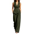 thumbnail image 2 of Abomasnow Pant Suits for Women Dressy Casual 2 Piece Business Work Outfits V Neck Sleeveless Vest Blazer Wide Leg Pants Set, 2 of 8