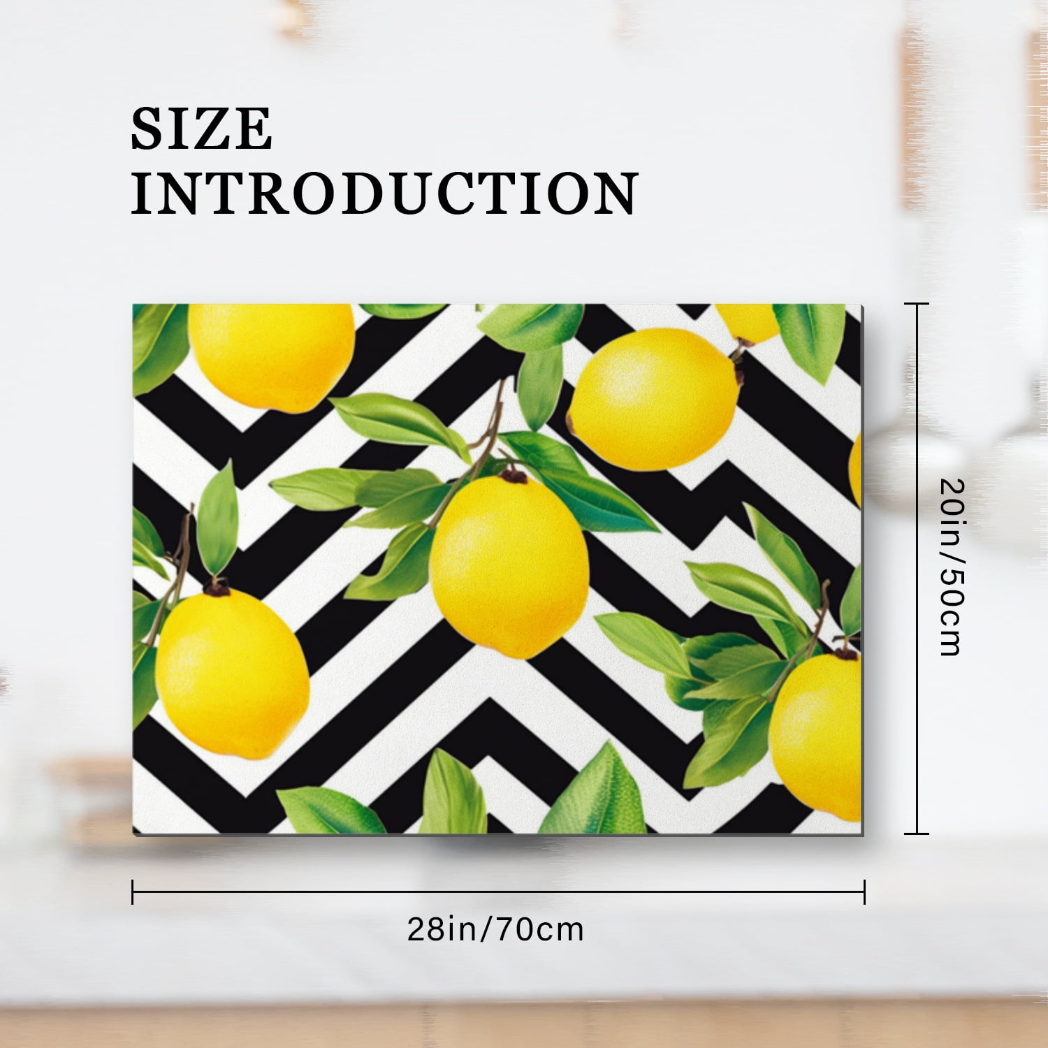 Flat Top Stove Cover, Fresh Lemon on Black and White Canvas, Countertop Protector, Cooktop Protector mat, Square Foldable Decoration pad for Kitchen RV (28×20 Inch)