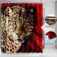 thumbnail image 2 of 4 Pcs Bathroom Shower Curtain Set,Blue Leopard Print Shower Curtain Bright Style Shower Curtain Sets with Rugs(Bath Mat,U Shape and Toilet Lid Cover Mat) and 12 Hooks, 2 of 6