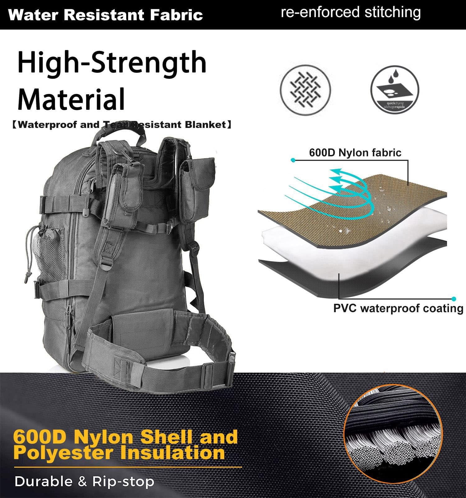 Backpack for Men Women Camping Hiking Large Multifunction Outdoor Sport Rucksack Molle Bag Backpacks