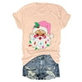 thumbnail image 6 of larppty Santa Face Printed Retro Christmas Xmas Holiday T-Shirt for Women (Light Yellow, XL), 6 of 6