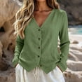 thumbnail image 2 of Womens Long Sleeve Jackets V Neck Button Soft Textured Shirts Solid Color Breathable Warm Blouses, 2 of 6