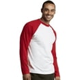 thumbnail image 3 of SLM Men's Long Sleeve Cotton Baseball Raglan Tee Shirt Jersey -White/Red-3XL, 3 of 4