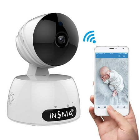 INSMA Baby Monitor Super HD 1080P Internet WiFi Wireless Network IP Security Surveillance Video Camera System Pet and Nanny Monitor with Pan and Tilt Two Way Audio & Night