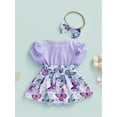 thumbnail image 4 of Bagilaanoe Newborn Baby Girl Romper Dress 3M 6M 9M 12M 18M Ribbed Short Sleeve Bodysuit Floral Playsuit Summer Clothes, 4 of 8