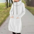thumbnail image 2 of ZyeKqe Womens Hoodies Dress Fleece Lined Long Sleeve High Neck Midi Dresses Drawstring Fashion Sweatshirts with Pockets, 2 of 7