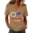 thumbnail image 2 of Iaqnaocc 250 Anniversary Usa Shirt Womens Tops Short Sleeve 250 Anniversary USA Flag 4th Of July Outfits for Women Independence Day V Neck July 4th Celebration Outfits Khaki XXXL, 2 of 4