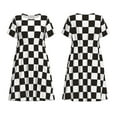 thumbnail image 5 of Defioc Black and White Checkerboard Pattern Womens Summer Dresses Short Sleeve Sundress 2025 Beach Vacation Dresses with Pockets -Medium, 5 of 6
