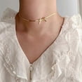 thumbnail image 2 of Bow Necklace Dainty Gold Charm Necklaces Silver Bow Pendant Necklace Jewelry for Women Bow Jewelry Gifts Trendy Necklaces for Women 2025, 2 of 4
