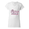 thumbnail image 2 of Wild Bobby Jesus Vibes Inspirational/Christian Women Standard V-Neck Tee, White, Medium, 2 of 6