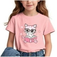 thumbnail image 2 of 2025 New Summer Short Sleeve Tops Girls Trendy Round Neck Print Boys T Shirts Skin-Friendly Graphic Tees Girls, 2 of 7