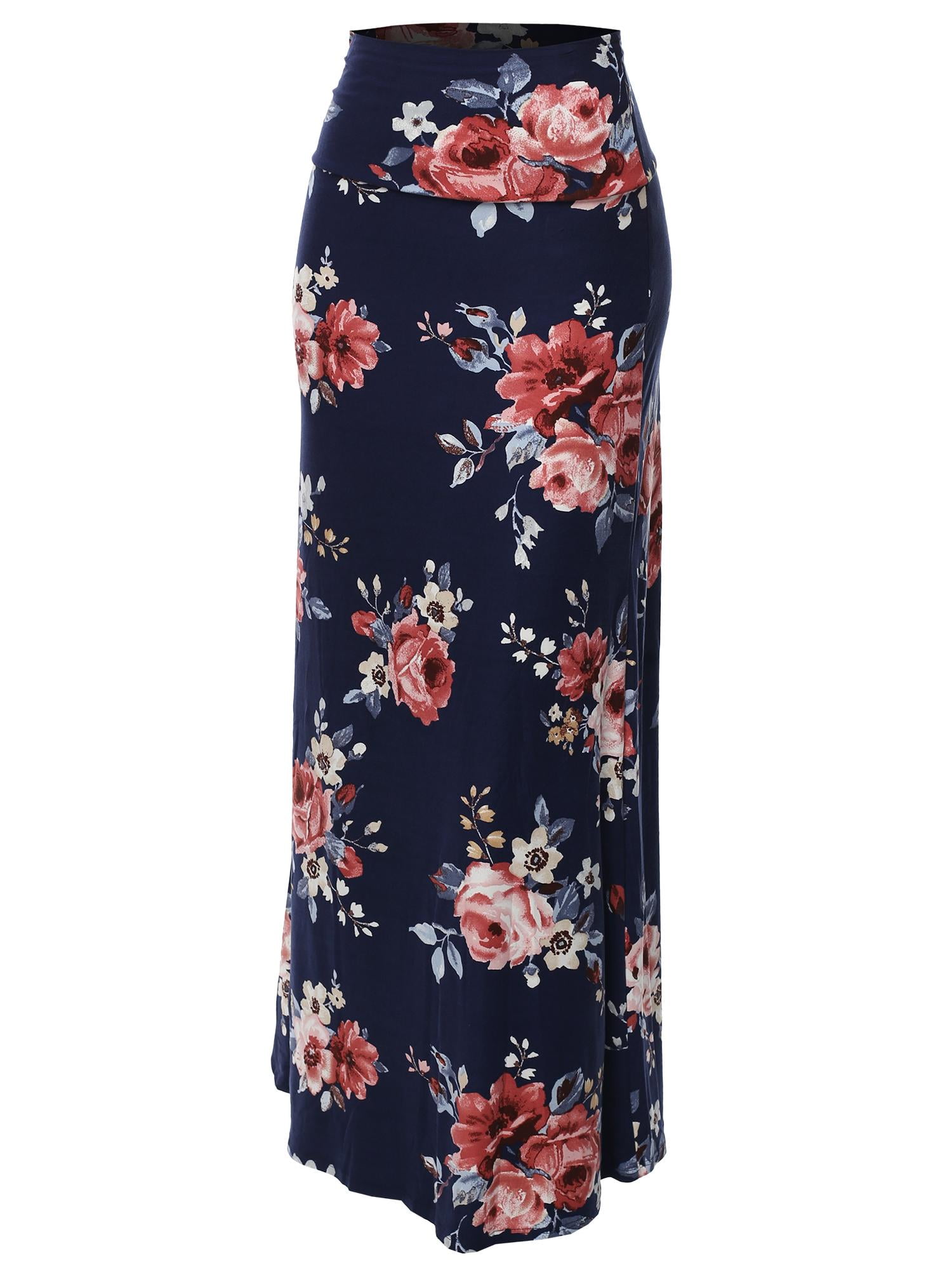 FashionOutfit Women's Stylish Fold Over Flare Long Maxi Skirt Made In