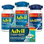 Advil Easy Open Cap Pain Reliever/ Fever Reducer (Choose your type) + Liqui-Gels Mini 80 Ct Value Bundle