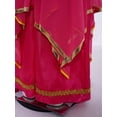 thumbnail image 6 of Doomiva Kids Girls Lyrical Praise Dance Outfit Long Sleeve Irregular Hem Worship Gold Trim Dress with Wide Leg Pants Hot Pink 10, 6 of 7